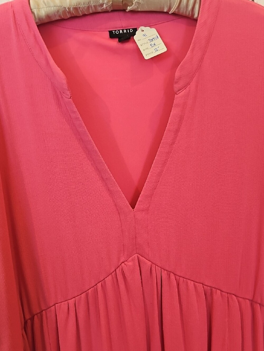 torrid Hot Pink V-Neck Babydoll Tunic Dress - Picture 3 of 4